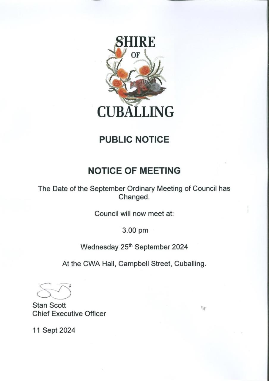 Change of Council Meeting date